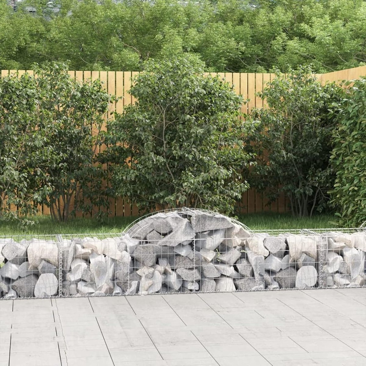 Gebogen Gabion Manden - Steenkorven Tuin - Tuin Decoratie - Gegalvaniseerd Ijzer - 200x50x40/60 cm - Zilver