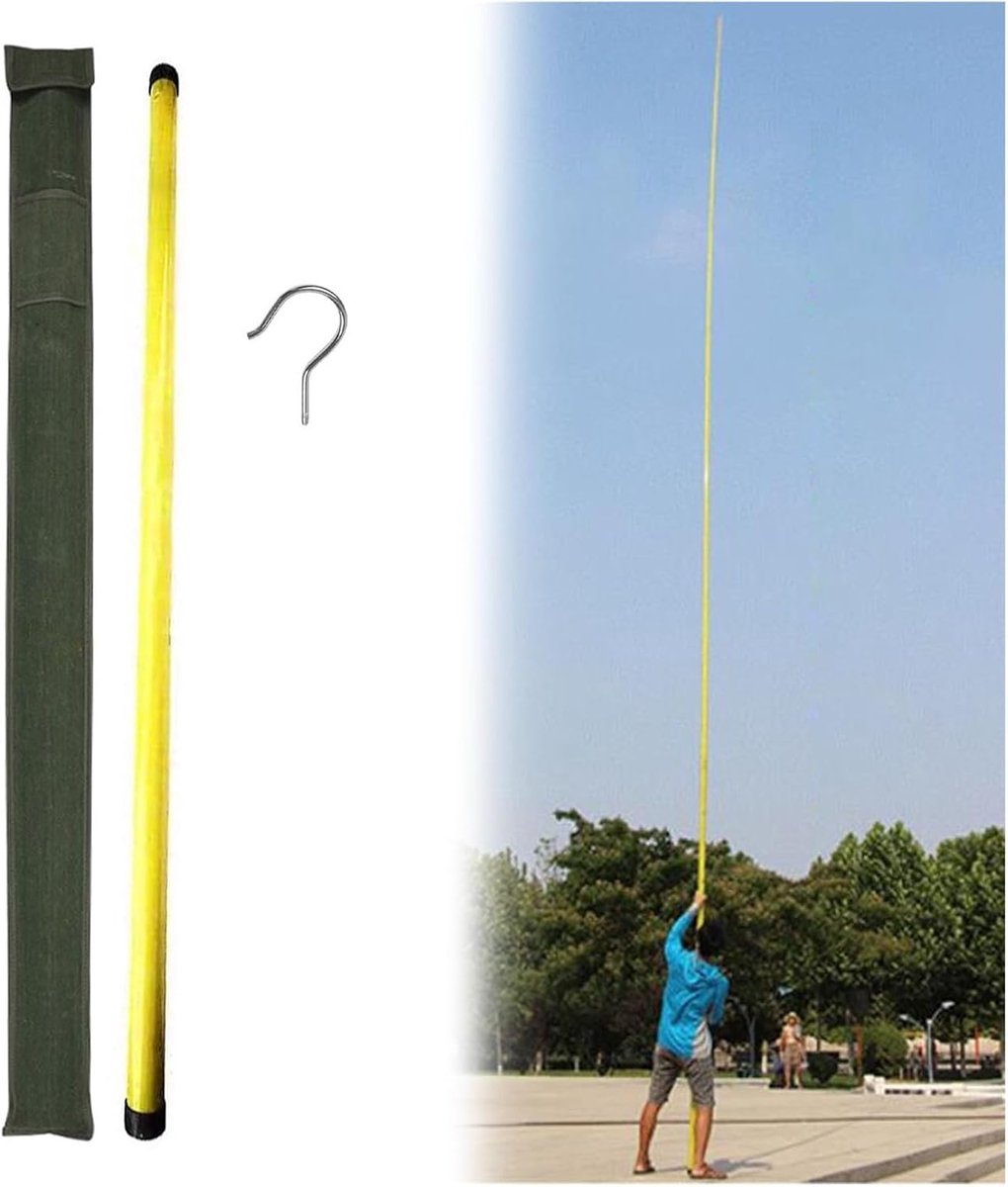 Meetstaaf Telescopisch - Meetstok Isolatie - Hoogtes Meten - Niet-geleidend Materiaal - 12 Meter - Geel