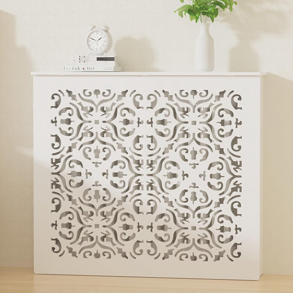 Radiatorbekleding Hout - Radiatorombouw Wit - Woonkamer Decoratie - Eenvoudig Kliksysteem - 3 Stuks - Wit