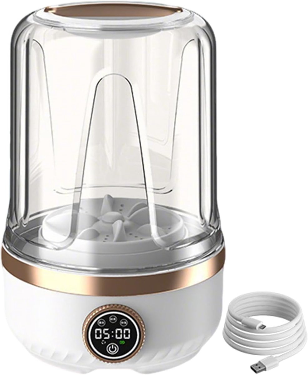 Draagbare Wasunit Mini Wasmachine Fijnwas Reinigen Oplaadbaar Met USB 2 Liter Capaciteit Wit