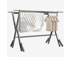 Opvouwbare droogmolen - Verplaatsbare wasdroger - Kleding drogen - Verstelbare droogruimte - Tot 250 cm - Zilverkleurig