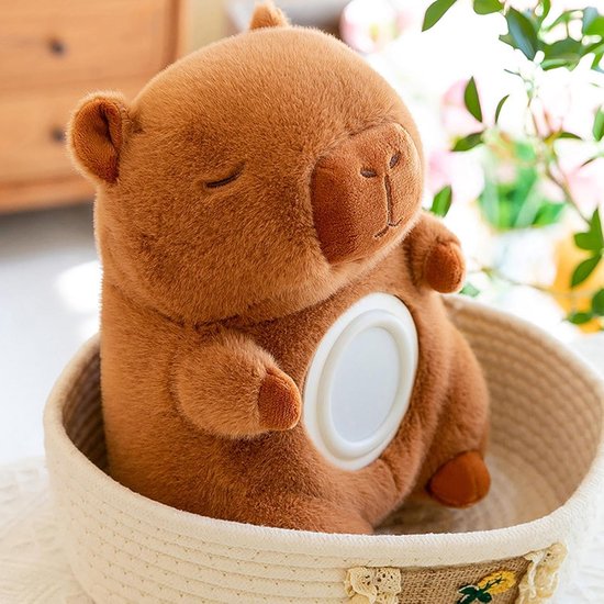 Pluche Wekker - Kinderwekker Nachtlamp - Ontspannen Wakker Worden - Schattige Capibara Vorm - Ongeveer 25 cm - Bruin — afbeelding 5