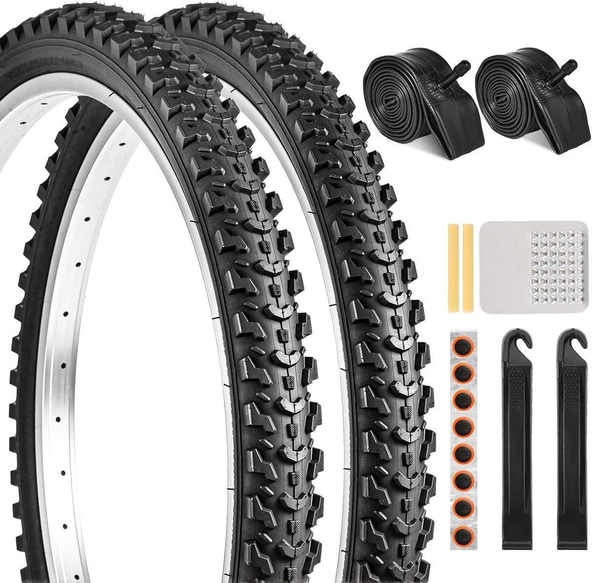 Fietsbanden Set - Banden Binnenbanden - Offroad Rijden - Lekbestendig Ontwerp - 24 inch - Zwart