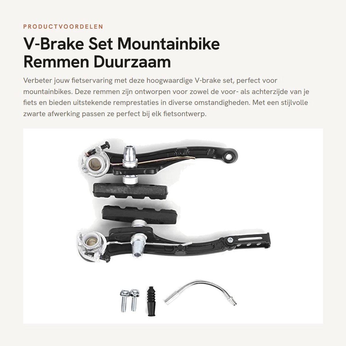 Dailygoods- V-Brake Set Aluminium - 1/2 Paar - Zwart - Geschikt voor 24/26 inch Fietsen - Grootte 127 x 26 mm - Lichtgewicht 185-360g - Remmen
