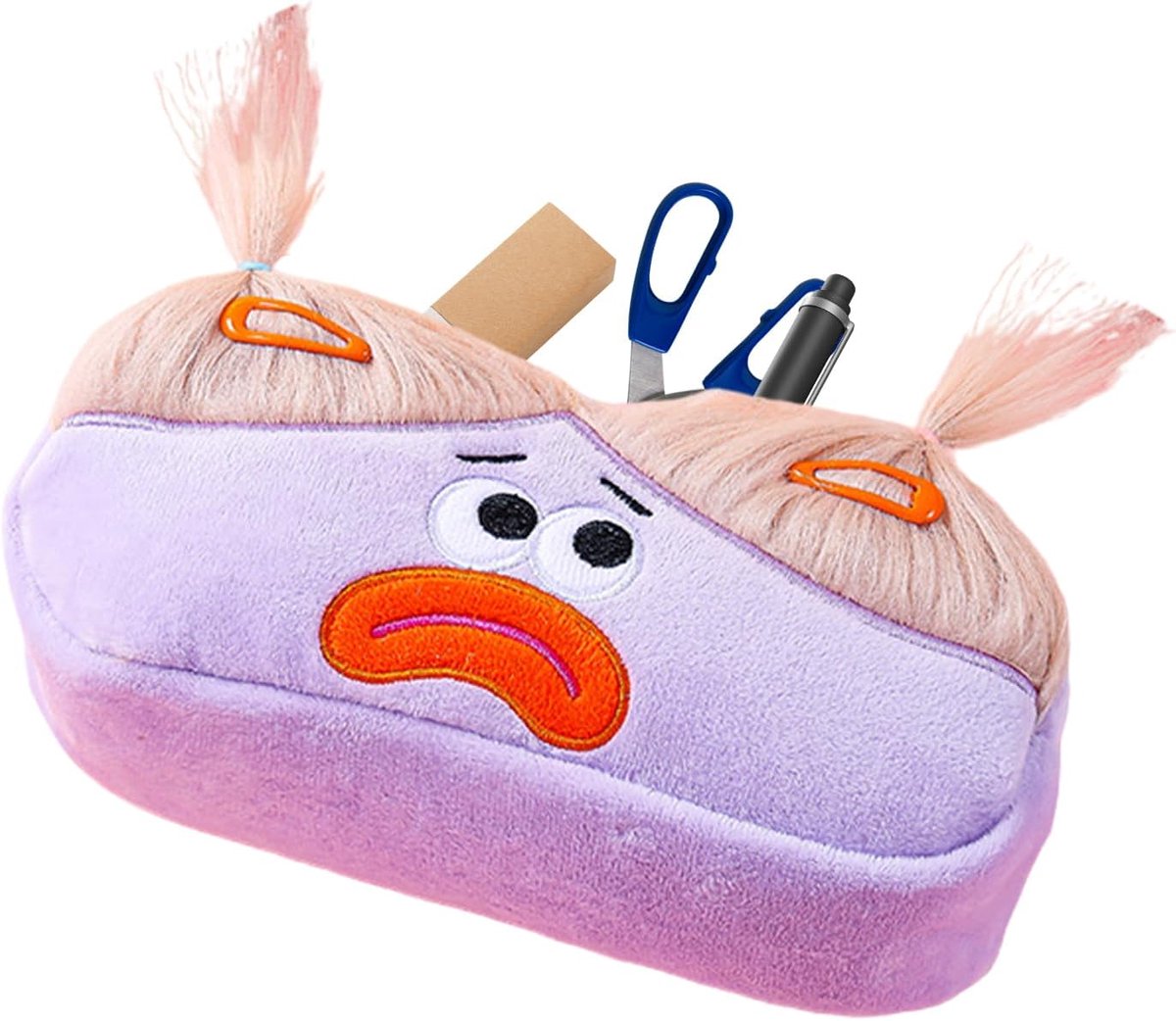Etui voor poppen - Potloodetui Briefpapiertas - Schoolbenodigdheden Opbergen - Scheurbestendig Pluche Materiaal - 21 cm - Paars