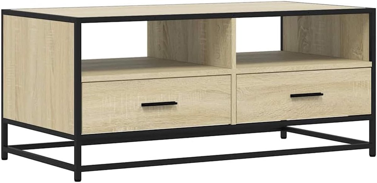 Salontafel - Koffietafel bijzettafel - Woonkamer opbergen - Industriële look - 100 x 50 x 45 cm - Sonoma eiken