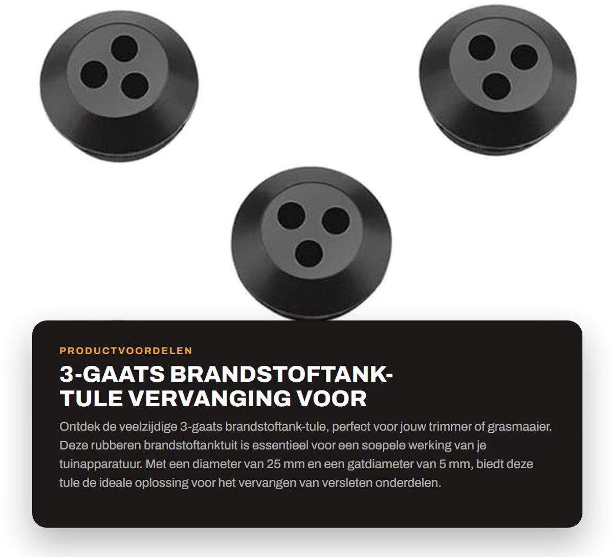 Dailygoods - 3-gaats brandstoftank-tule - vervanging voor trimmer-grasmaaier - rubber - geschikt voor brandstoftanktuit - zwart - 5 stuks/pakket