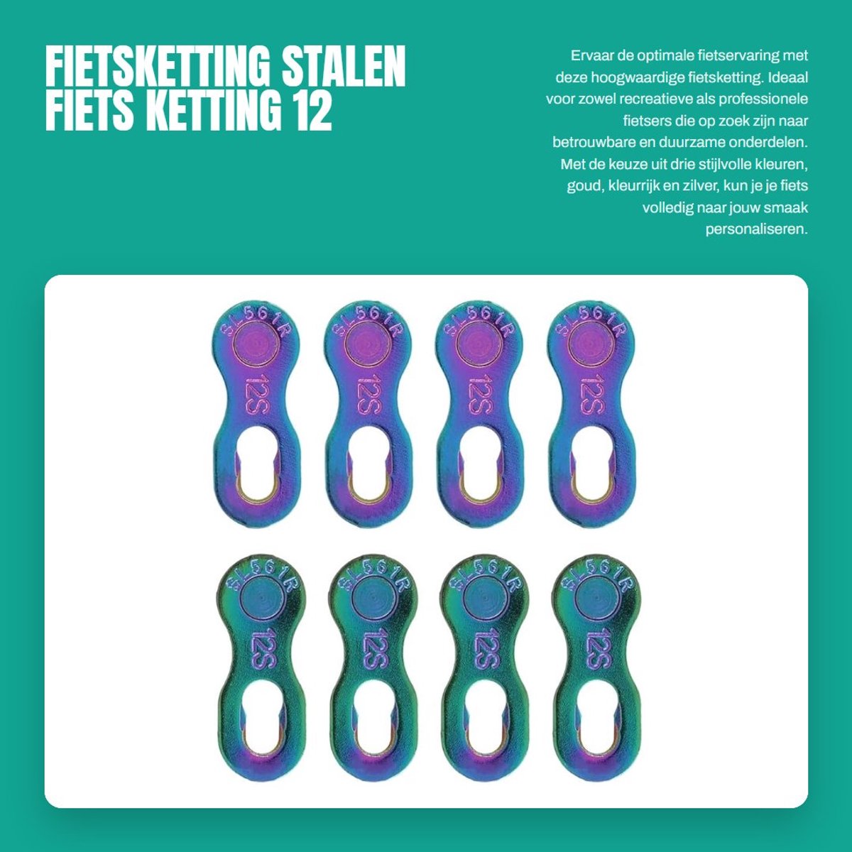 Dailygoods- Fietsketting 12 Versnellingen - Stalen Schakels - Snelkoppeling - Mountainbike/Racefiets - 3 Kleuren - Productgarantie - Fietsaccessoires