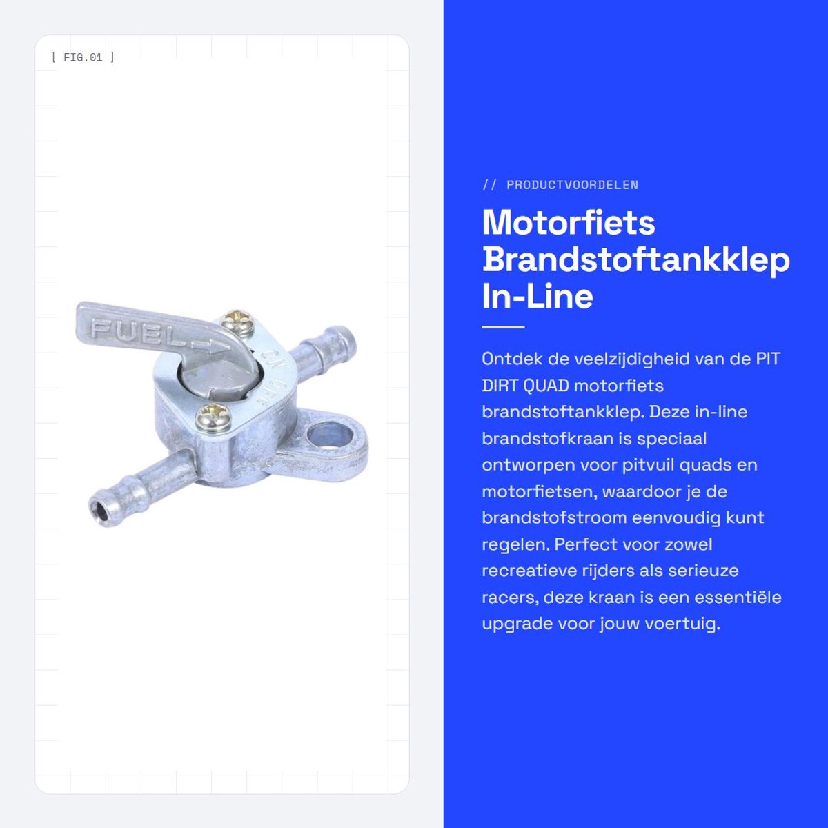 Dailygoods- Brandstoftankklep In-line - Brandstofkraan - Motorfiets - Quad - 90cc/110cc/120cc/125cc/140cc - Lengte 55 mm