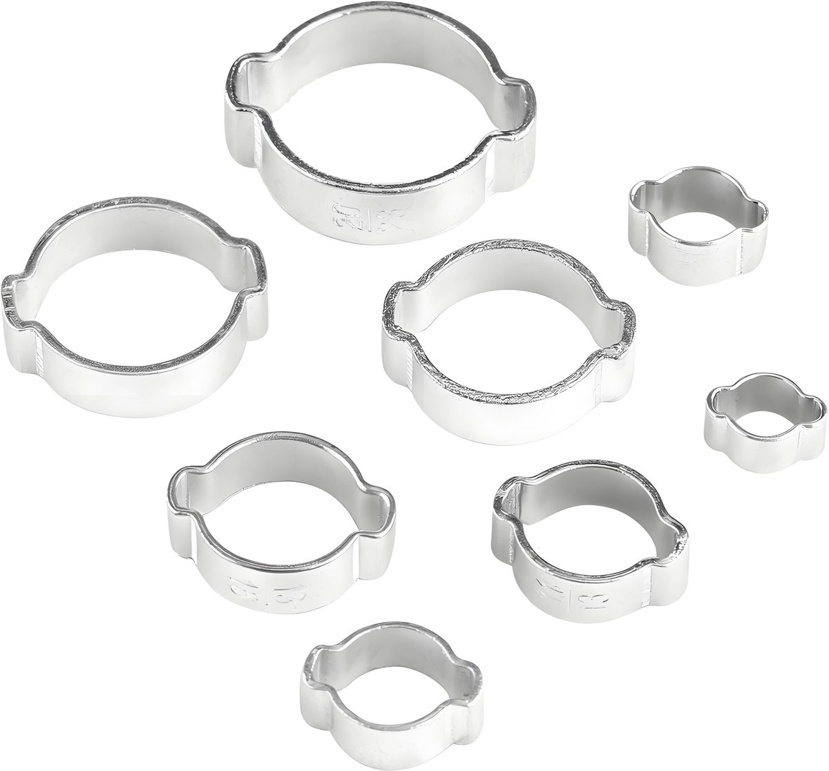 Dailygoods- Slangklemmen Assortiment 10 Stuks - Roestvrij Staal - Instelbare Buisklem 5-23mm - Twee-Oor Klemmen - Voor Fule/Benzine Buis - Hoogwaardige Kwaliteit