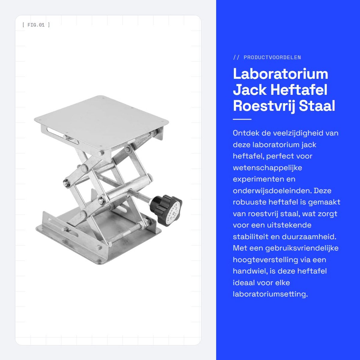 Dailygoods- Laboratorium Jack - Verstelbaar Hefplatform - Roestvrij Staal - Schaarrek - Corrosiebestendig - Stabiliteit - Eenvoudig in gebruik