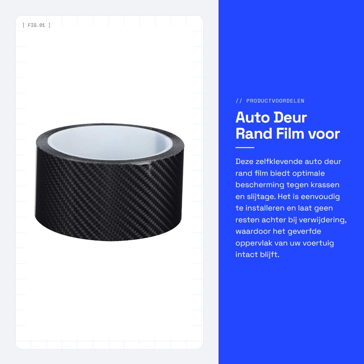 Dailygoods- Deurrandfilm Zwart - Koolstofvezel Sticker - Auto Deur Bescherming - Sterk Zelfklevend - Waterdicht - Eenvoudig te Installeren - Deurrandbescherming