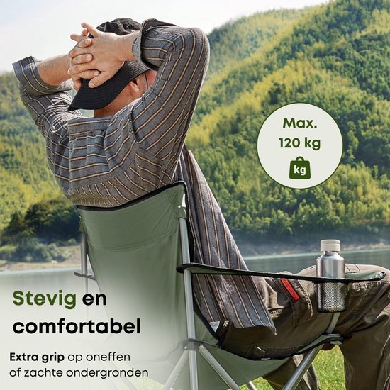 ACAZA Campingstoel - Campingstoelen Set van 2 - Strandstoel - Draagvermogen 120 kg - Klapstoel - Kampeerstoel - Vouwstoel - Camping - Strandstoel Opvouwbaar - Kamperen - Visstoel - Klapstoelen - Groen van ACAZA — afbeelding 4