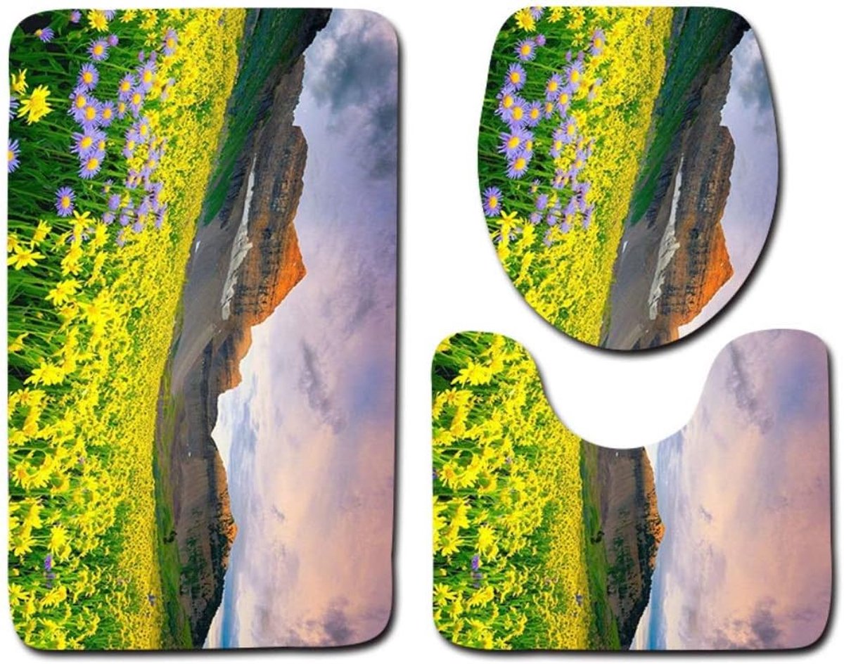 Badkamer vloermat set - Toilet tapijt - Badkamer decoratie - Antislip en wasbaar - 45 x 75