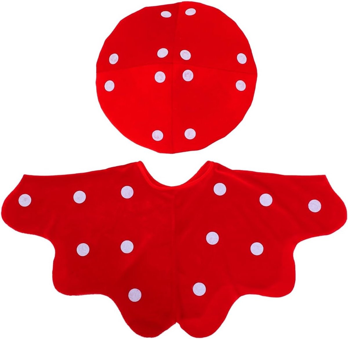 Paddenstoelkostuumset met muts en cape voor volwassenen, ideaal voor carnaval, Halloween en podiumoptredens, inclusief accessoires voor een feestelijke look