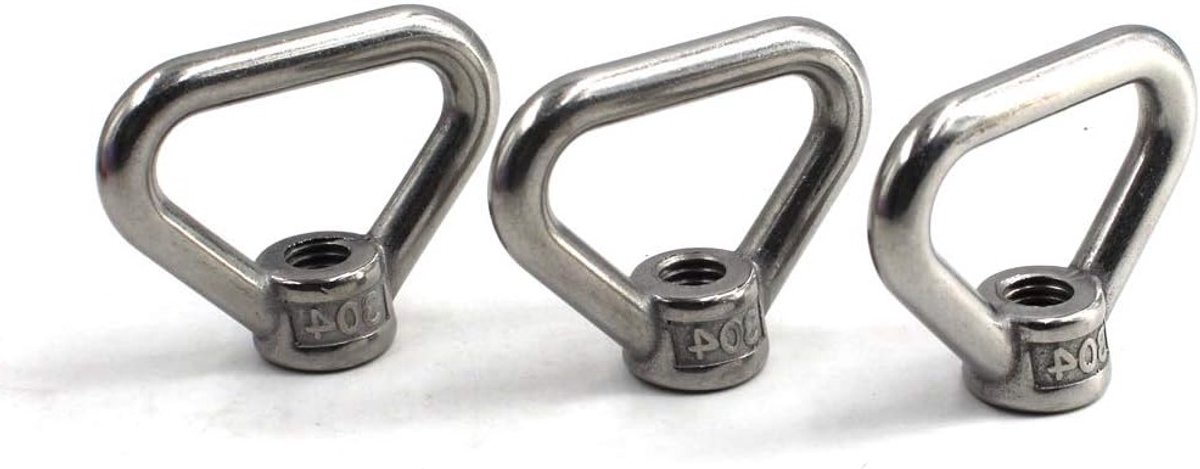 Lifting Nut Ring in Driehoekvorm met Draadogen van 304 RVS - Verpakking van 3 Stuks voor Sterke Bevestiging