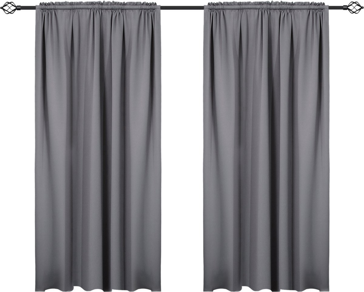 Gordijnenset 117x138cm Grijs - Verduisterend, Fluweel en Set van 2 - Voor Woonkamer, Slaapkamer en Privacy