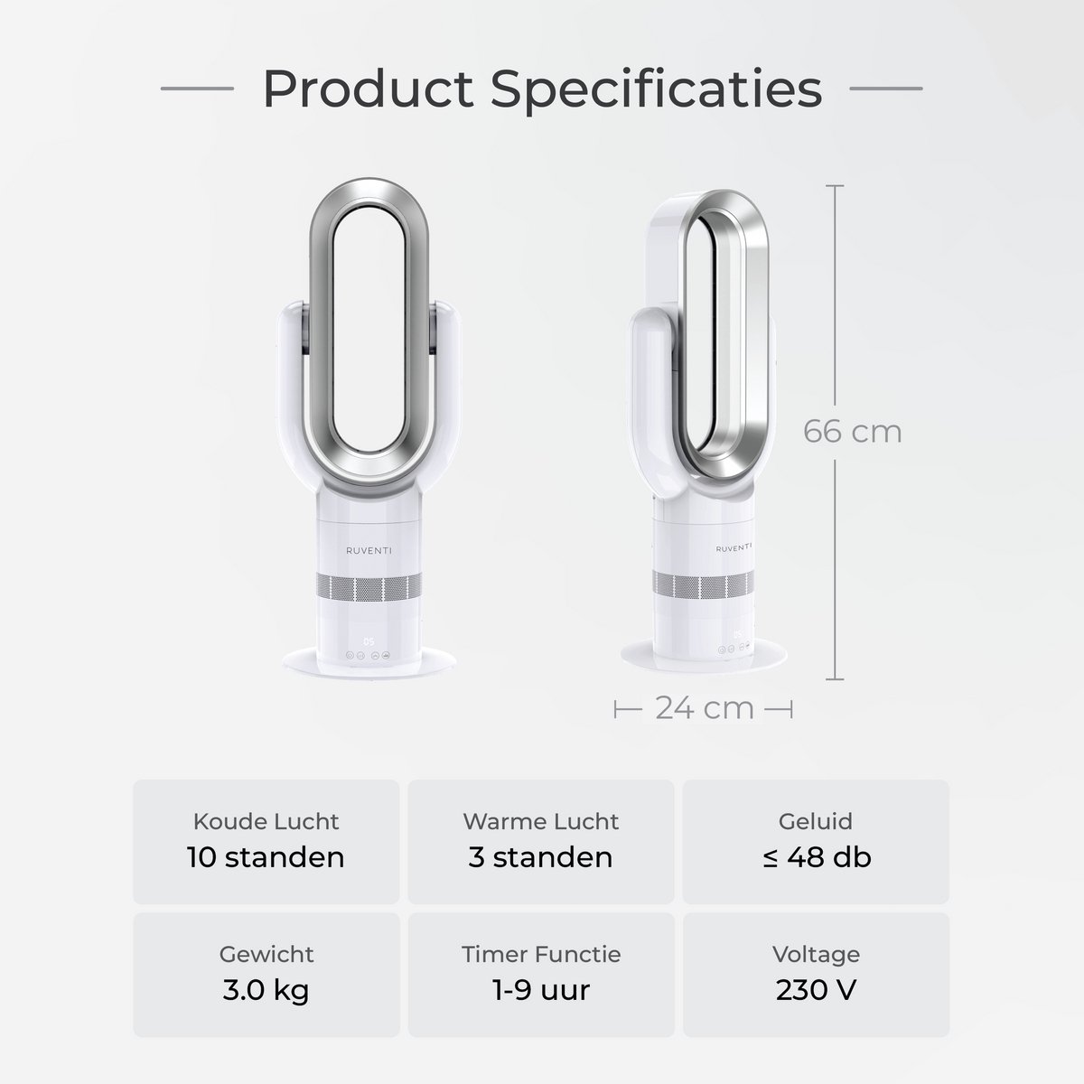 Ruventi Air Pro - Luxe 2-in-1 ventilator - Verwarmen & Koelen - Wit — afbeelding 6