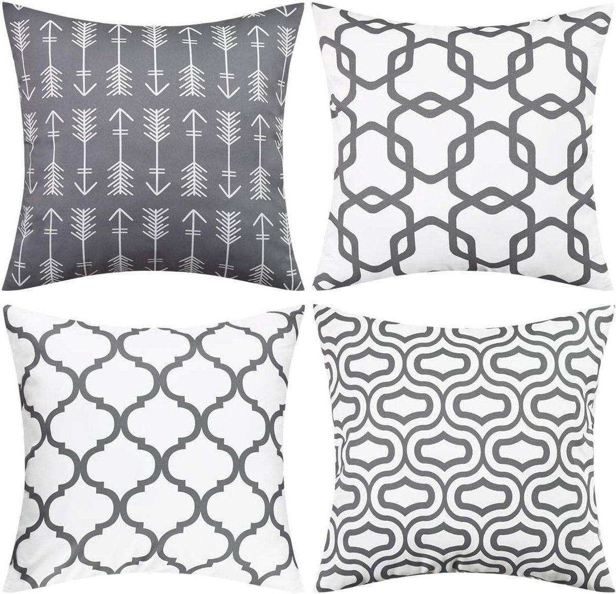 Decoratieve Kussenhoezen Set van 4 voor Buitengebruik - Schelp Motief 45x45cm, Waterdicht en UV-bestendig