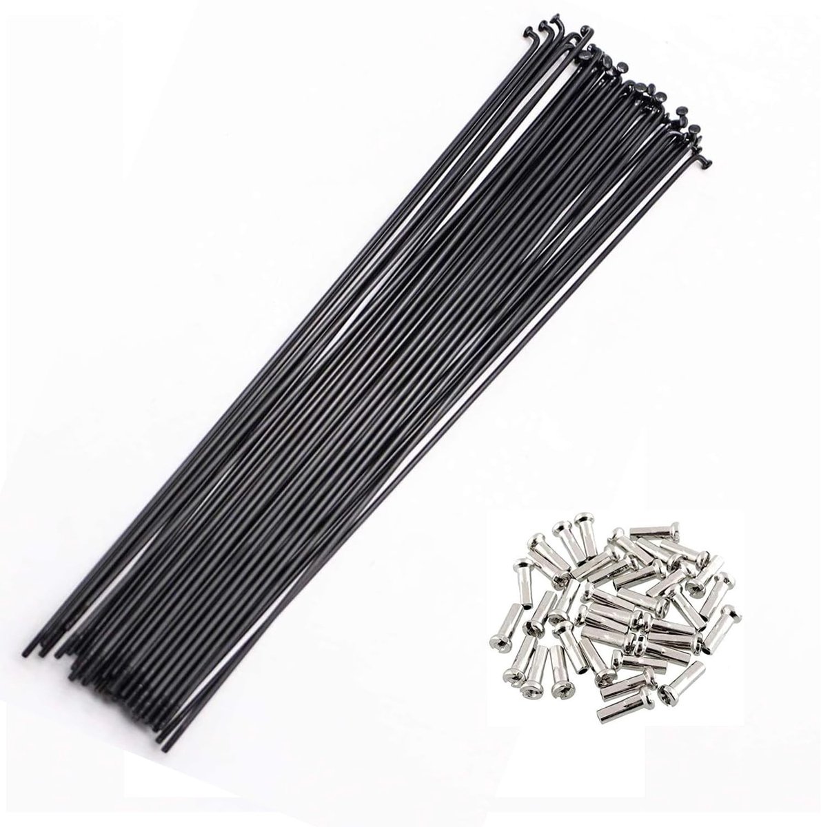 Dailygoods - Fiets Spaken 14G Staal met Koperen Cap - 36 Stuks Zwart