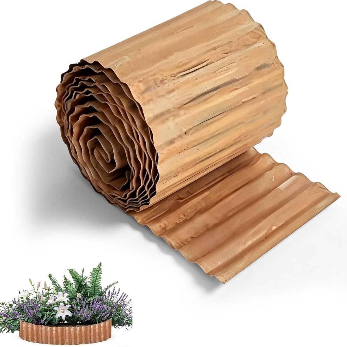 Flexibele Corten Staal Grasrand, 20 x 600 cm, Ideaal voor Tuinbedden, Tuinlandschappen en Bloembedden