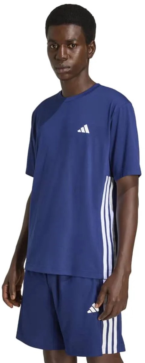Adidas Workout Essentials Feelready 3 Stripes T-shirt Met Korte Mouwen Man Blauw