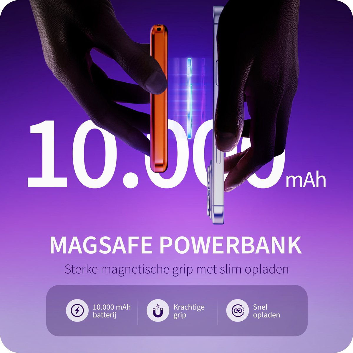 Mijnhoesjes Powerbank 10.000 mAh Magnetisch Opladen - afbeelding 2