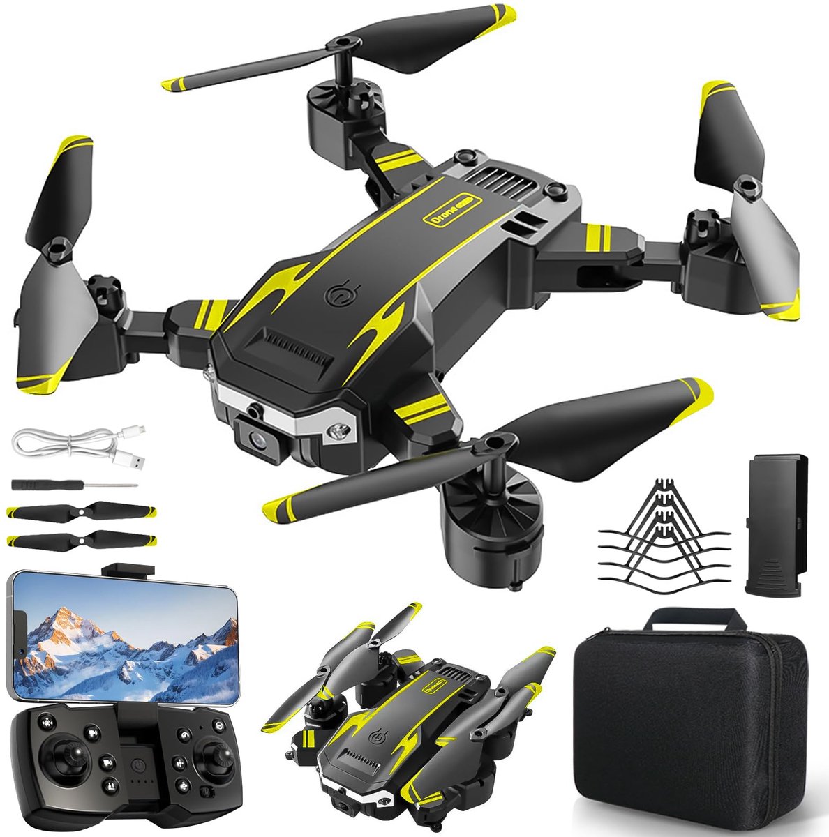NXPZ Drone met Dubbele HD-camera voor Beginners, Opvouwbare Kinderdrone, 3D-flips, 1-Knop Start/Landing - ShopVlot