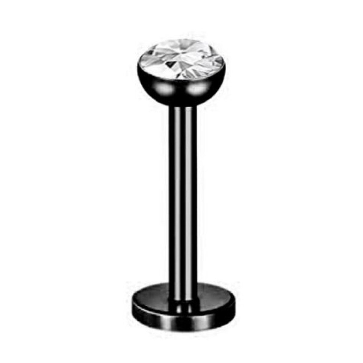 Piercing | Zwart | Witte Steen | Oor | Tragus | Helix | Labret | Lip