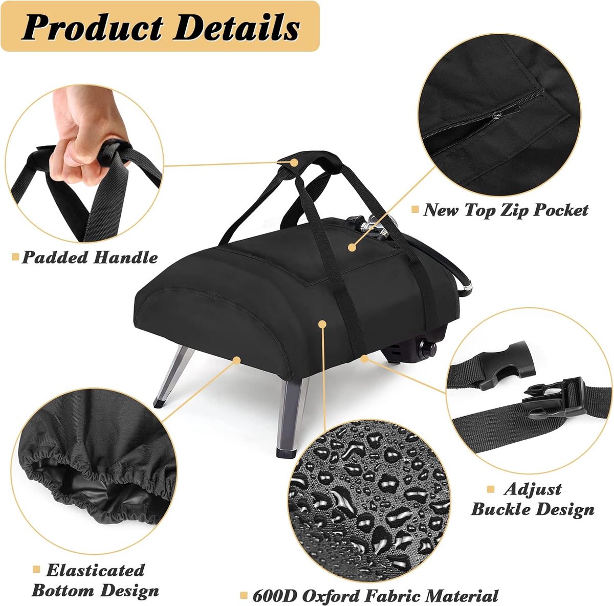 Pizza Oven Cover for Ooni Koda 16, 600D Waterproof Pizza Oven Carry Bag Oxford Fabric Pizza Oven Carry Bag with New - ShopVlot – foto 2