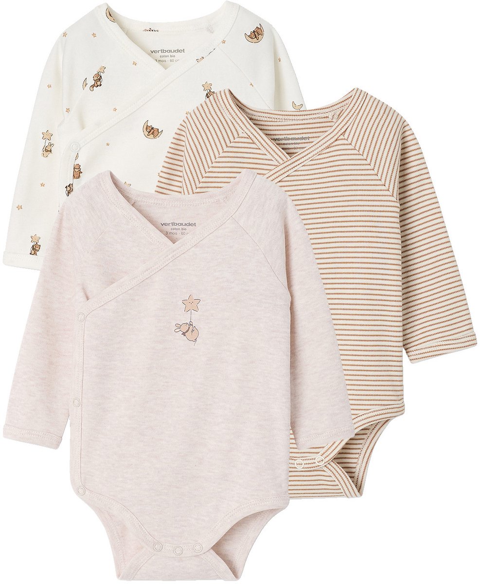Vertbaudet Set van 3 babyrompers met lange mouwen