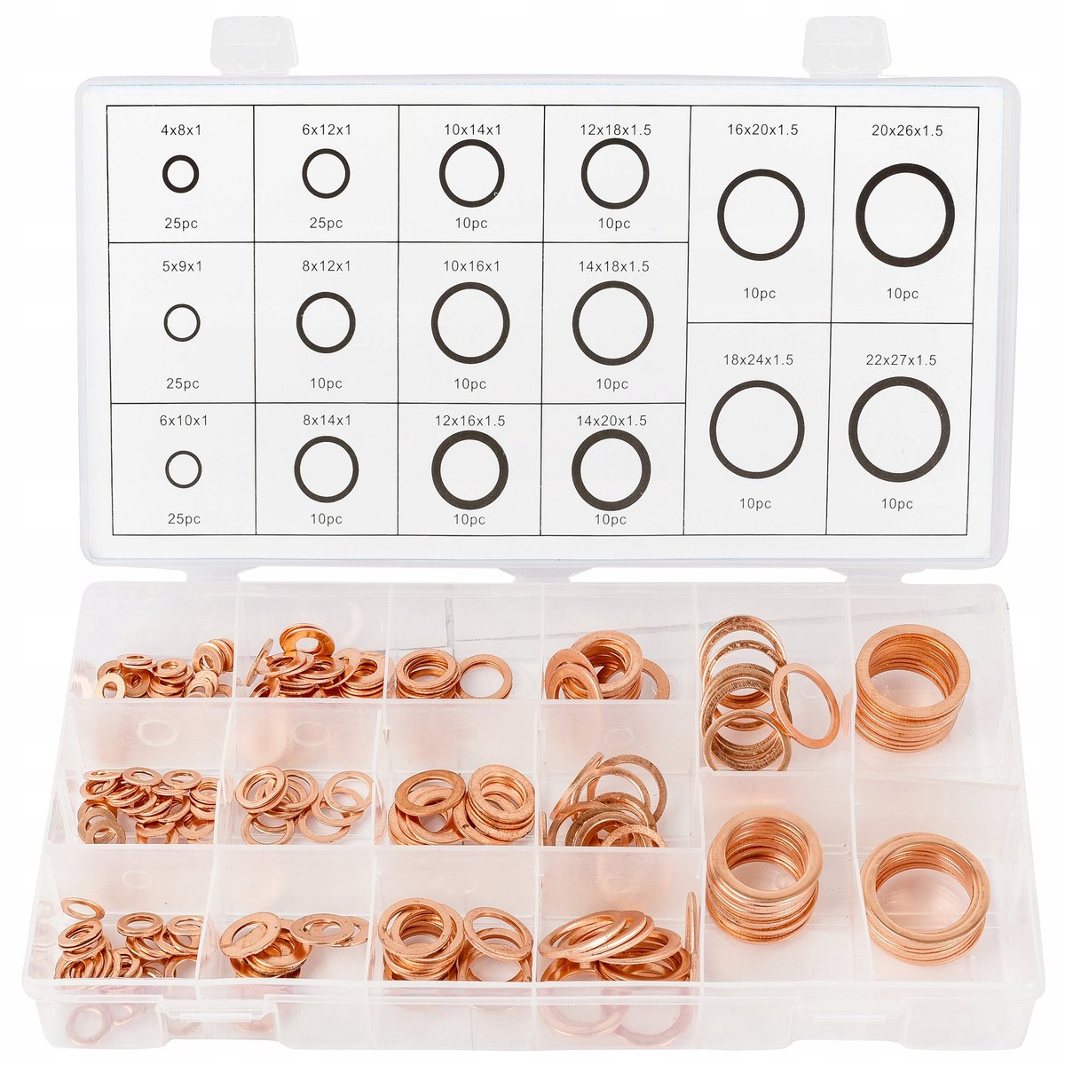 220 stuks Koperen Ringen Set met Sorteerbak