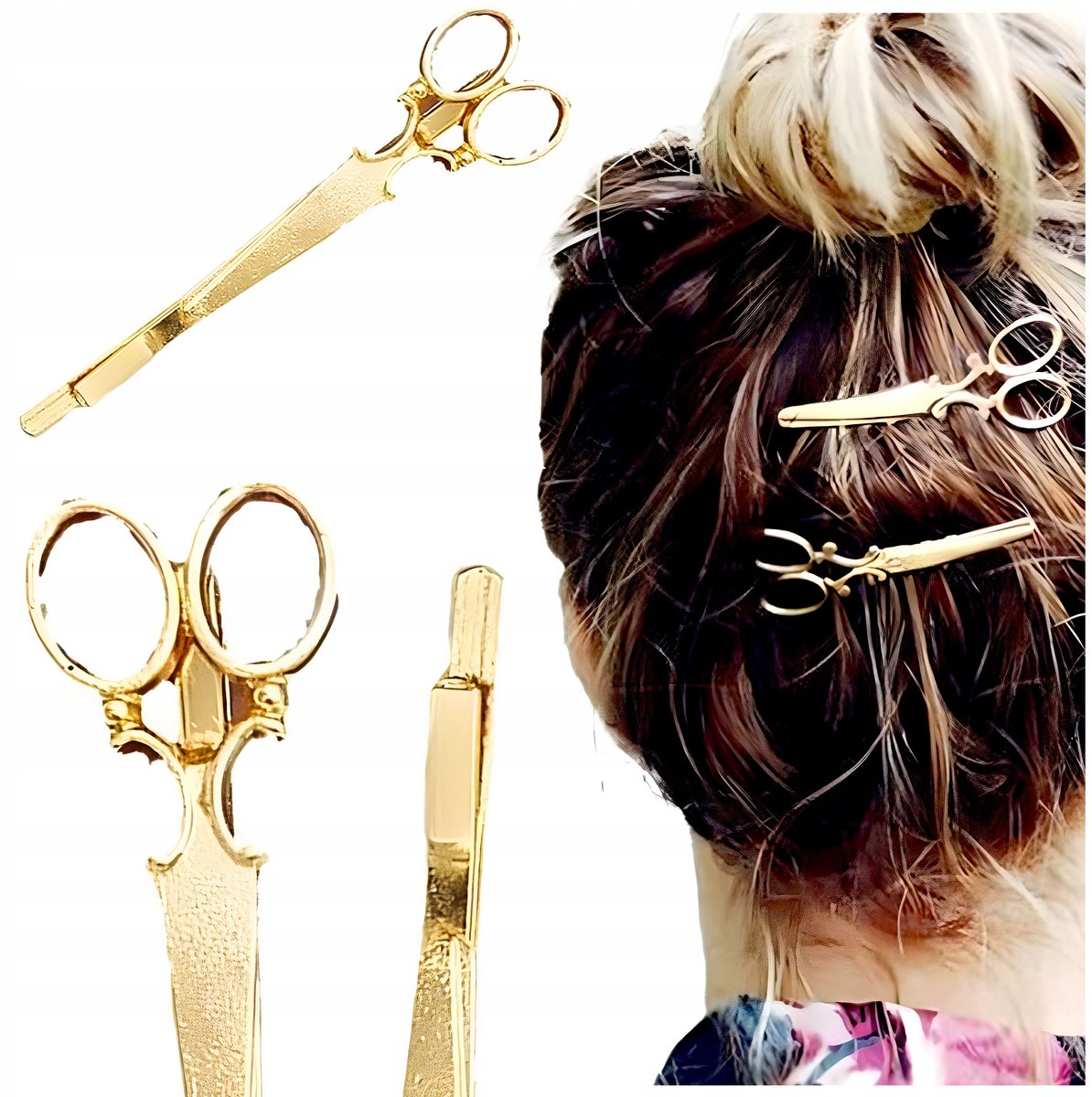 Gouden Haarschuif in Vorm van een Schaar - Stijlvolle Haaraccessoire