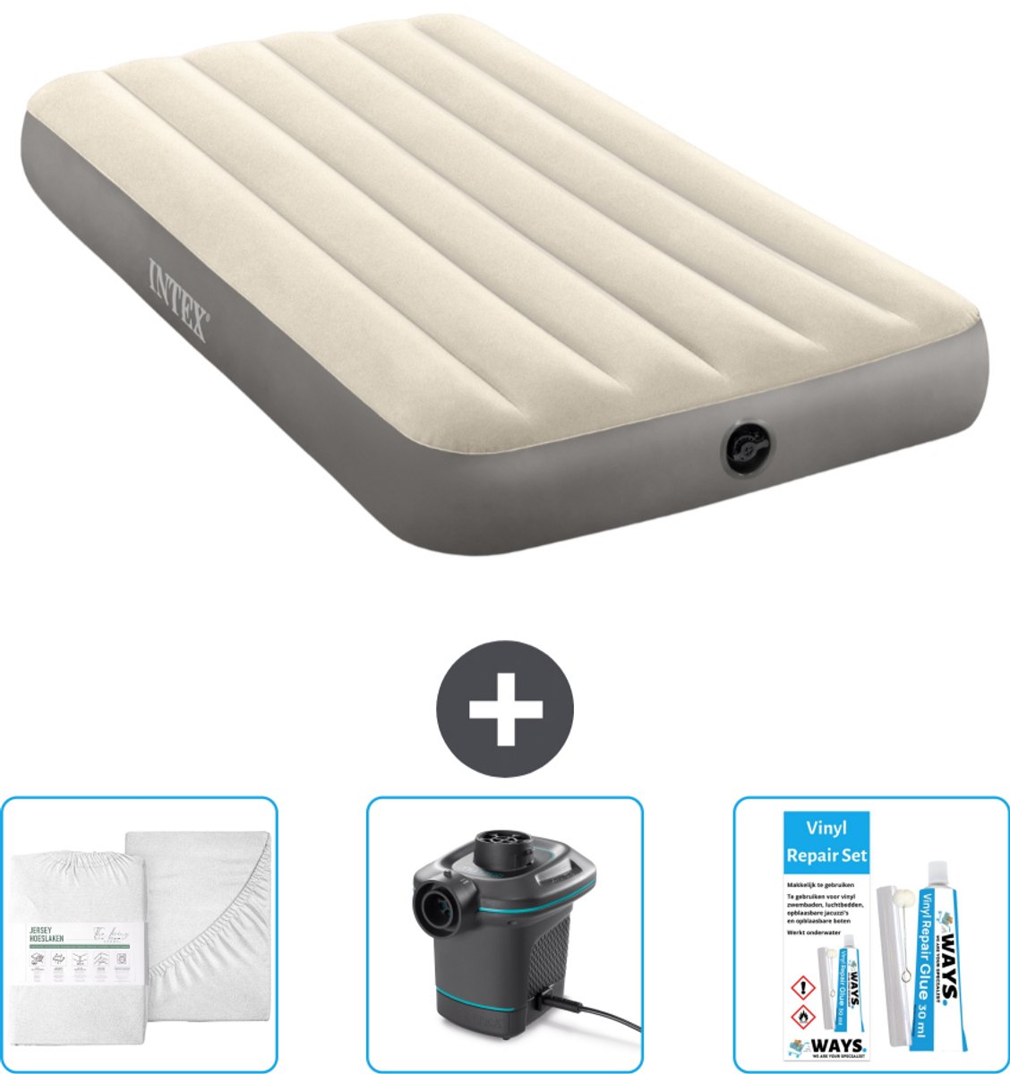 Intex Luchtbed - 1-Persoons - 99 x 191 x 25 cm - Beige - Inclusief Accessoires CB4