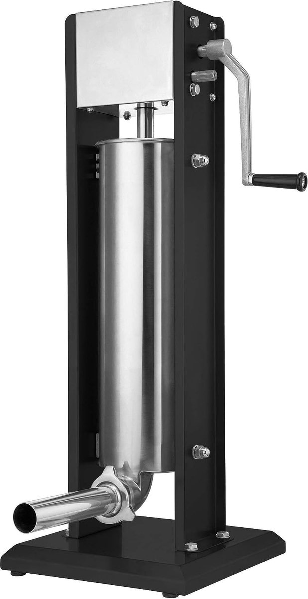 CINK & Co Handmatige Worstenvuller 7 Liter - 2 Snelheden - RVS - Met Vulbuizen van 16 tot 38 mm - Voor Links- en Rechtshandigen - Zwart