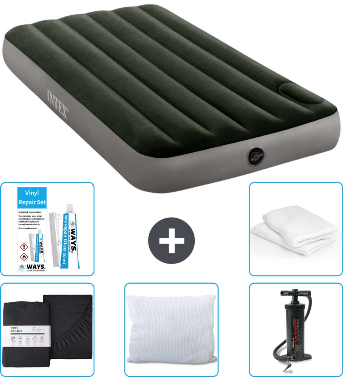 Intex Luchtbed - 1-Persoons - 99 x 191 x 25 cm - Groen - Accessoires CB5