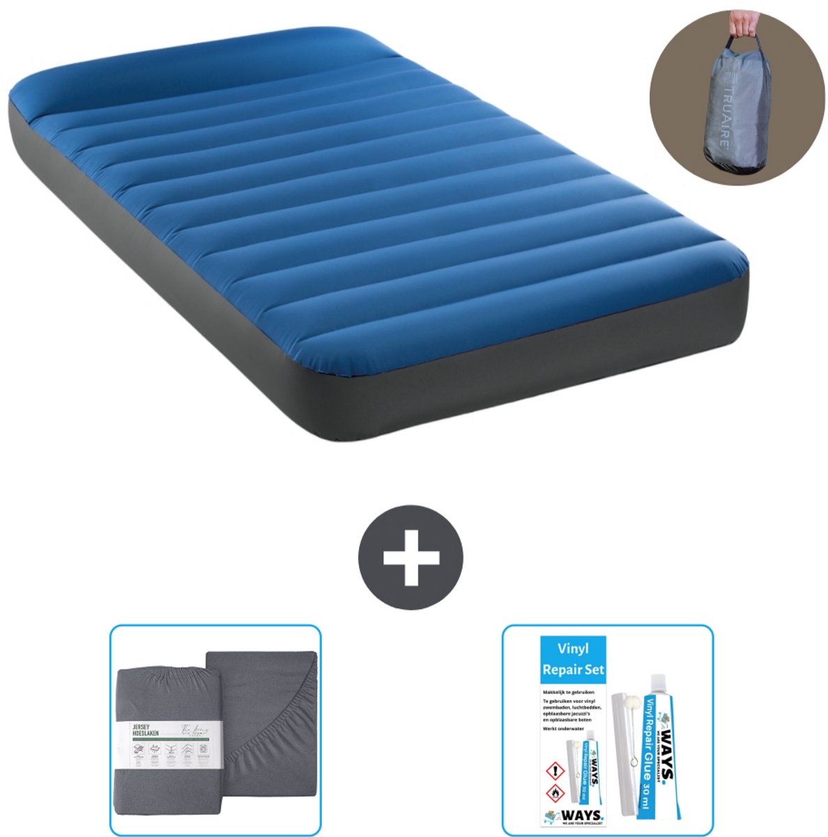 Intex Luchtbed - 1-Persoons - 99 x 191 x 22 cm - Blauw - Inclusief pomp - Accessoires CB20