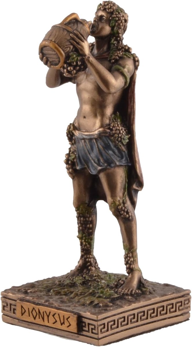 Dionysos figure, miniature, Greek god of wine, of artificial stone, hand painted with bronze color. from the Veronese - ShopVlot