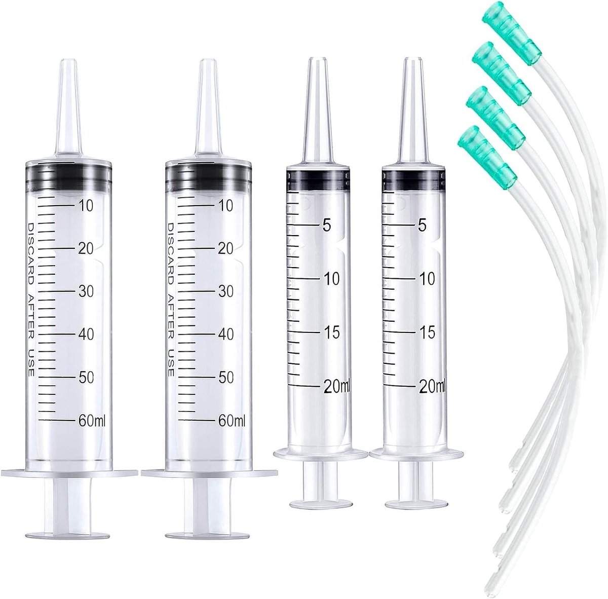 Doseerspuit Set - Transparant - 60 ml en 20 ml - Met PVC-slang en Kunststof Buis - Voor Tuinieren en Voedingsstoffenmeting