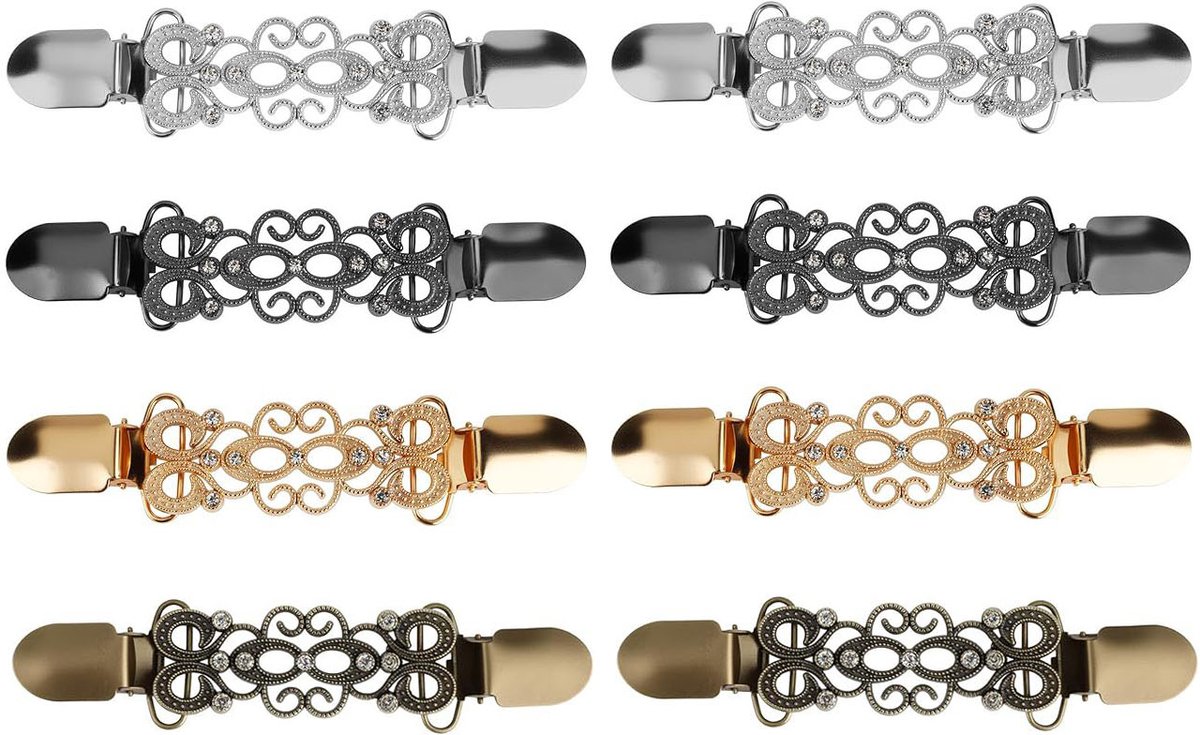 8 stuks - Dames sjaalclip - Broche - Cardiganclip - Cardiganklem - Sjaal- en cardiganhouder voor dames - Kledingclip voor sjaals en cardigans - Tailleclip - Antislip bevestigingsgesp - Geschikt voor sjaals, jurken en meer - Meerkleurig
