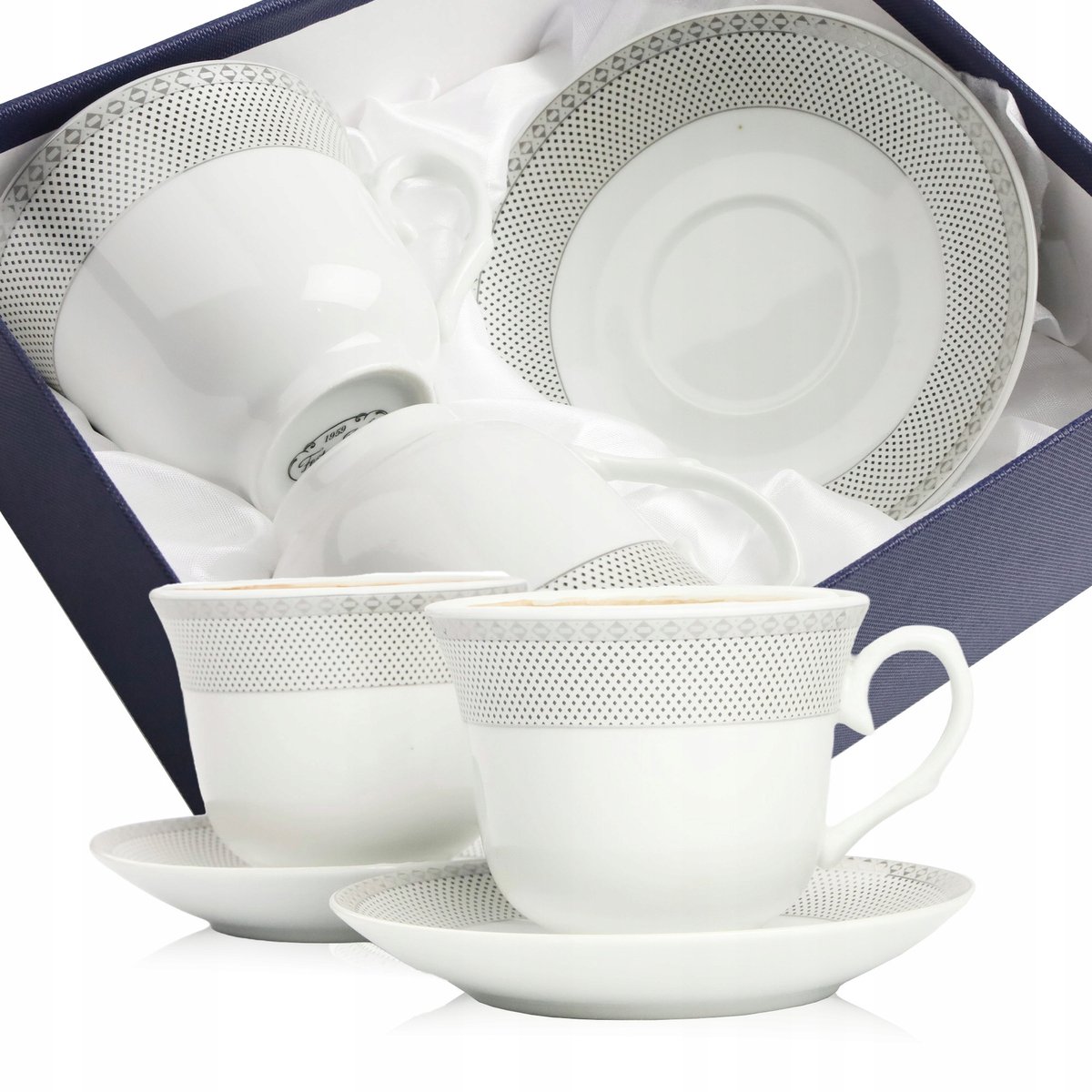 Set van 2 Porseleinen Kopjes met Schotels - 250 ml - Merkloos