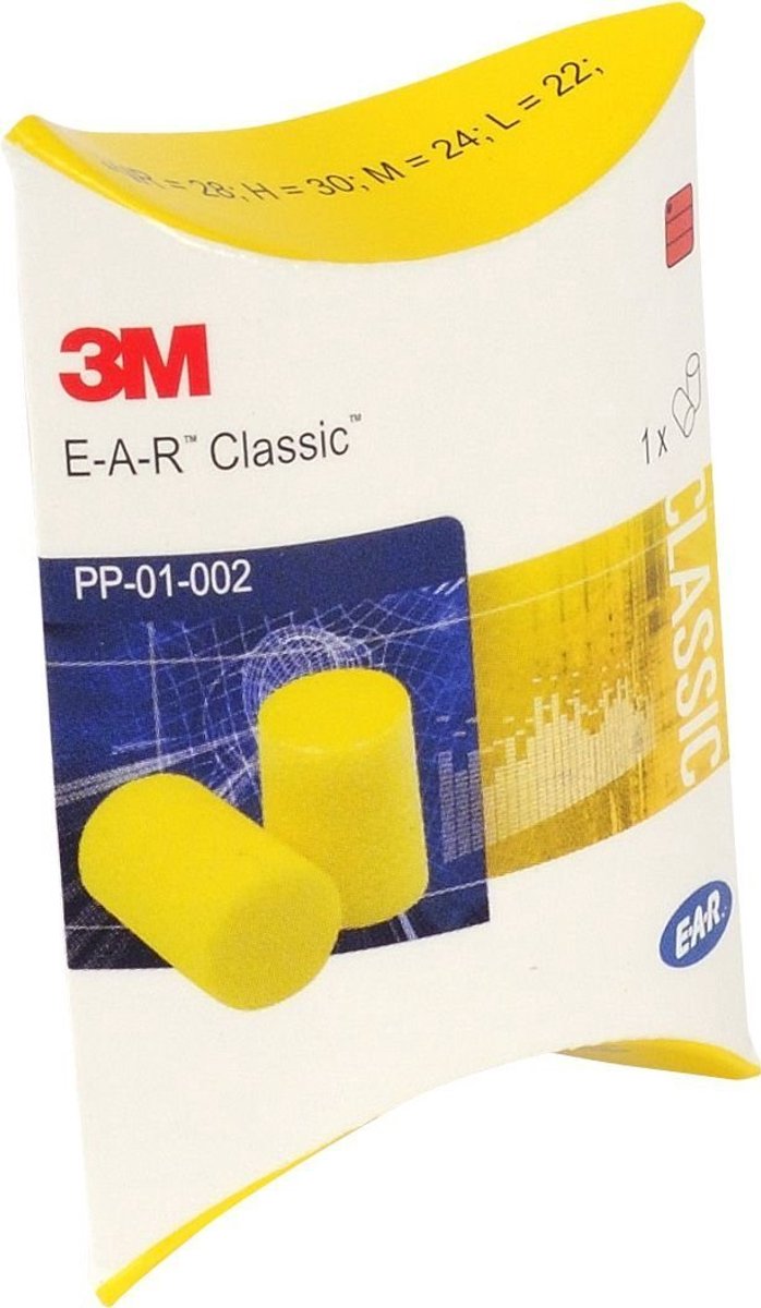 Famanu – Voorgevormde oordopjes E-A-R Classic II, vochtbestendig, 25 paar, geel, ideaal voor geluidsisolatie en comfort