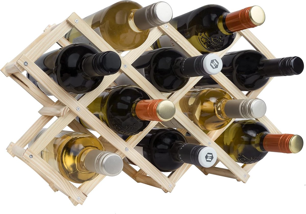 QUVIO Wine rack/Wine rack wood/Wine rack landscape/Wine racks - 8 Bottles - Collapsible - ShopVlot