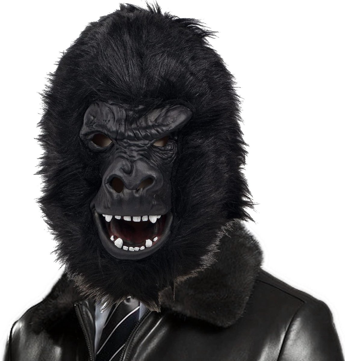 CreepyParty Black Gorilla Mask Chimp Wild Animal Latex Full Head Mask Realistic Costume Halloween Carnival Party - ShopVlot