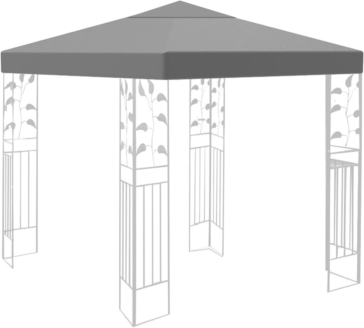 Vervangend Dak voor Paviljoen - Grijs - 3 x 3 m - Waterdicht 300D Polyester - Voor Tuinpaviljoen