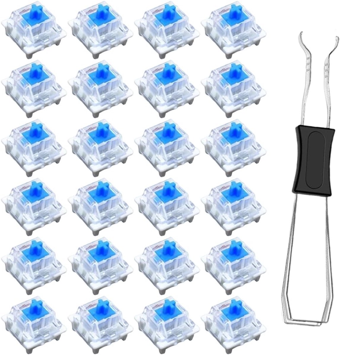 Mechanische toetsenbordschakelaars 24 blauwe klik - 3-polig - waterdicht POM - voor gaming toetsenborden - ShopVlot