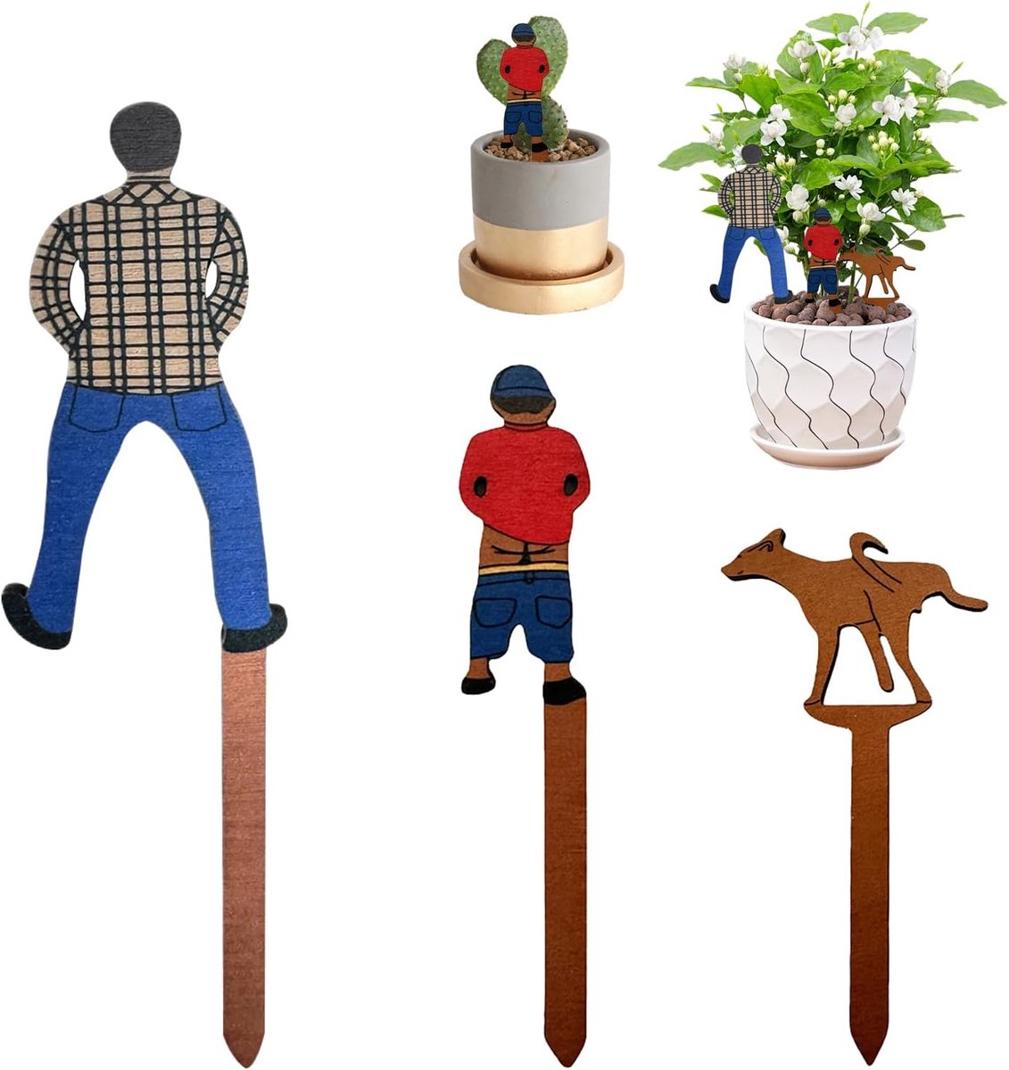 Decoratieve stokken voor bloempotten - 3 stuks - houten materiaal - duurzaam en rustiek - ShopVlot