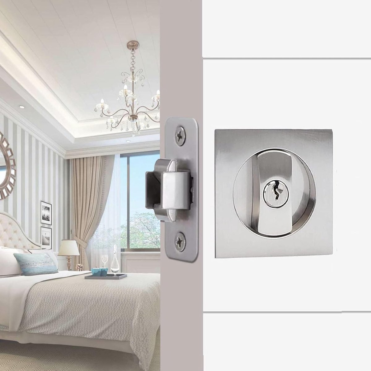 Sliding deurslot 66mm - vierkant pocket deurslot - onzichtbaar flush-mounted - eenvoudig te installeren - ShopVlot