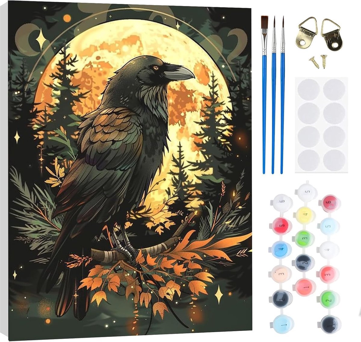 Verf op nummer kit 20x30 cm - Vogels en dieren - Ingelijste DIY schilderkit - Ontspannend hobbyproject - ShopVlot
