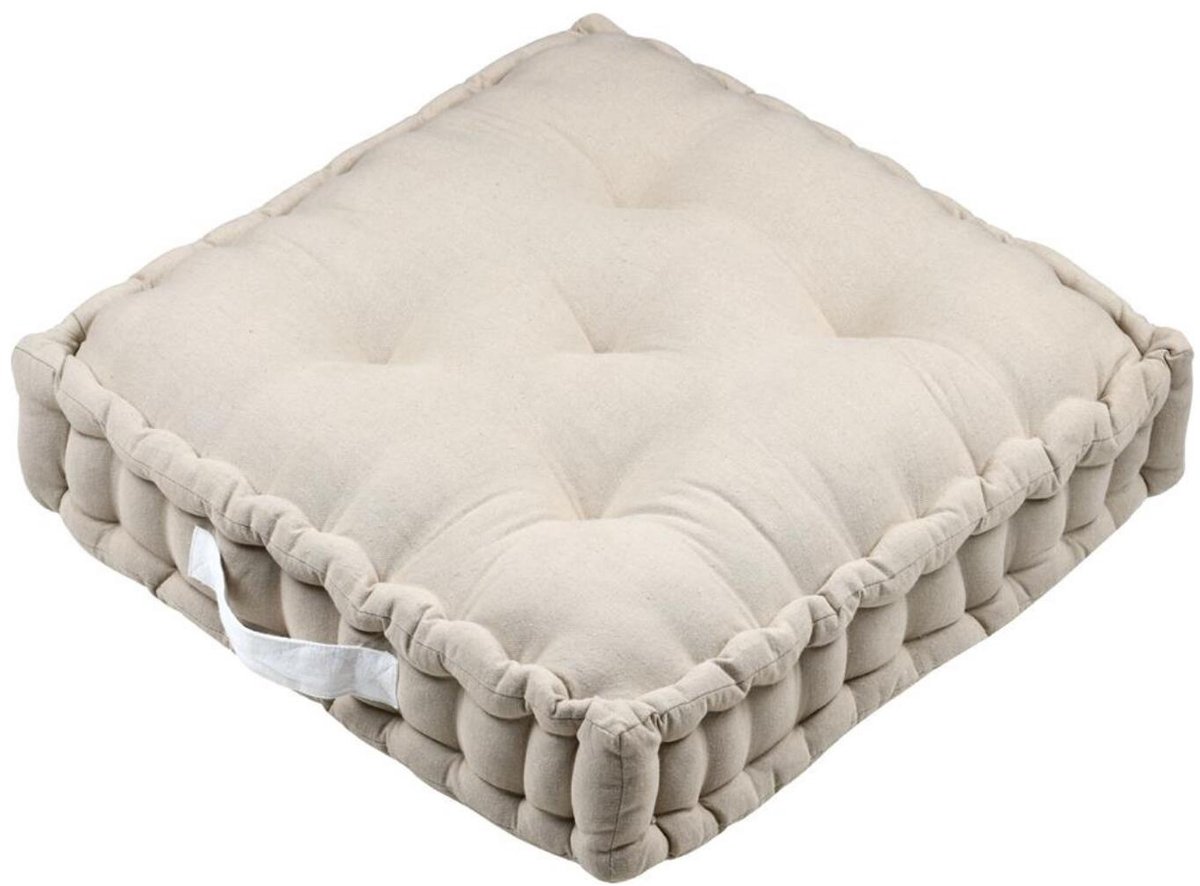 Stof Textile Vloerkussen Rilax - beige - katoen - 60 x 60 x 10 cm - vierkant - Extra dik - palletkussen